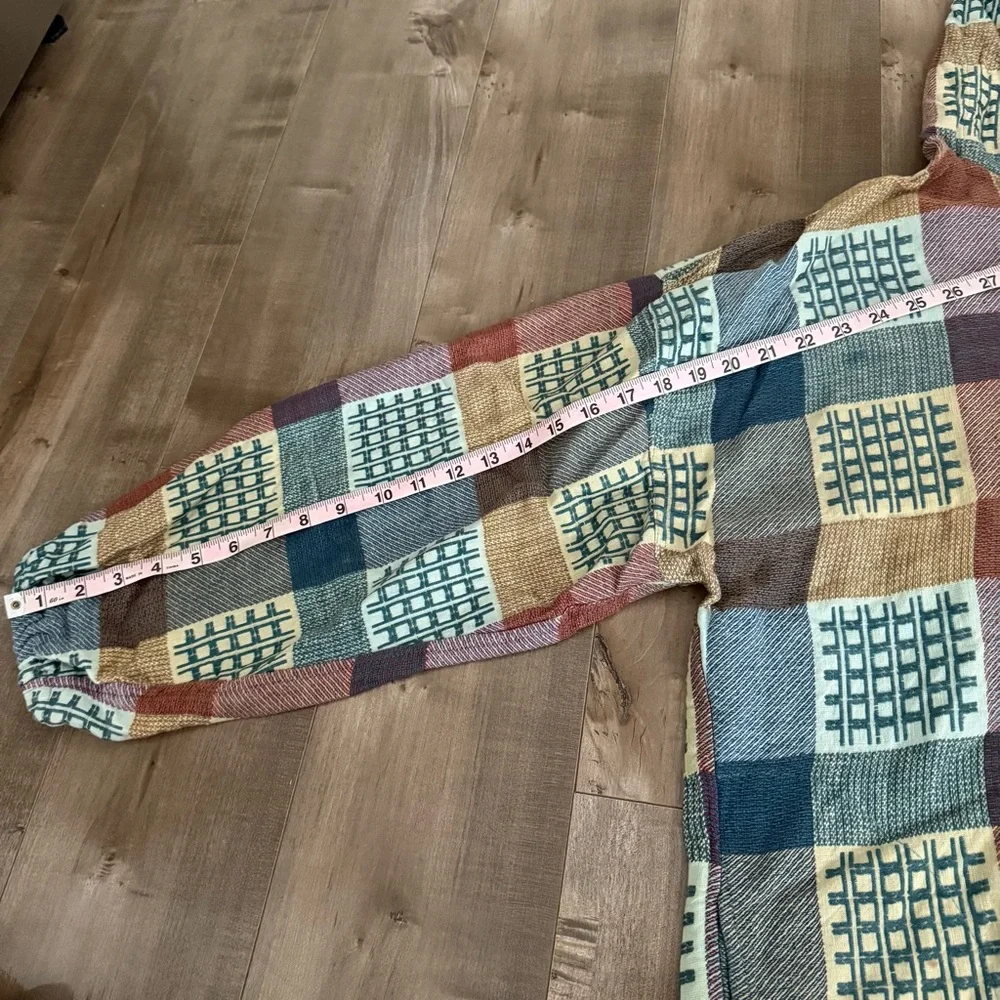 Vintage Pasta‎ Hooded Sweater Free Size Patchwork Drug Rug Lightweight